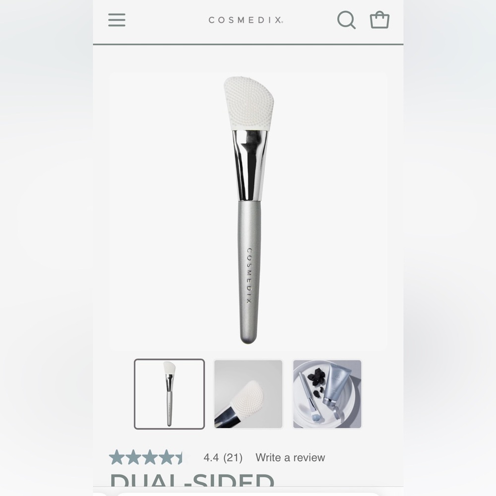Cosmetix Dual Sided Silicone Mask Applicator Silver White
